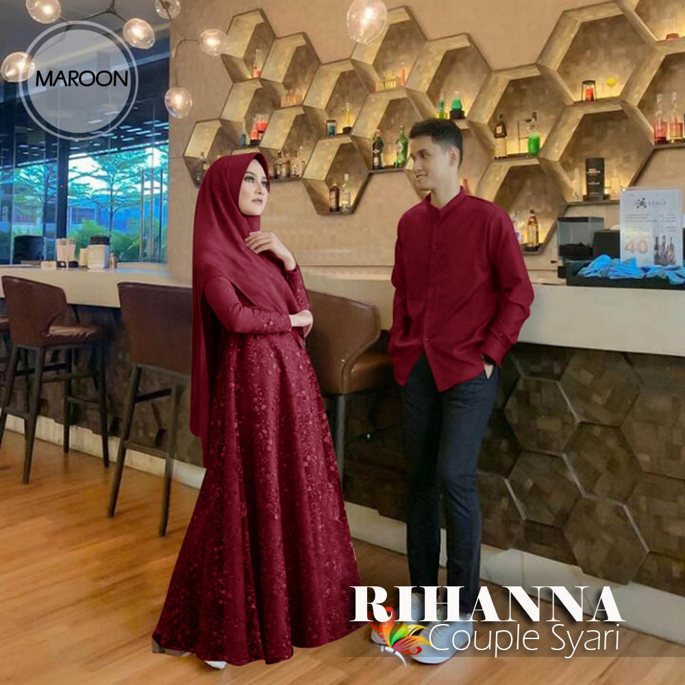 GAMIS COUPLE MAXI PASANGAN/DRESS GAMIS MUSLIM MURAH/GAMIS BROKAT MOSCREPE/SFY-CP RHN