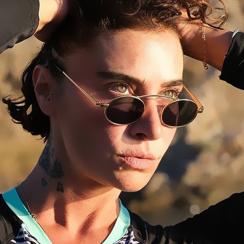 Punk Oval Metal Sunglasses for Women Men