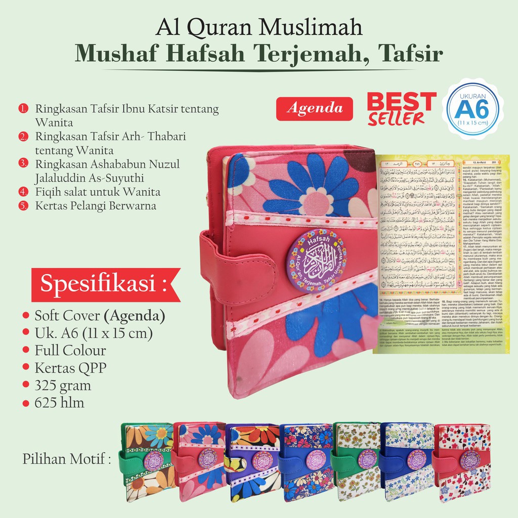 Jual Al Quran saku terjemahan cantik Al Quran beserta arti untuk muslimah shalihah renda shaby bunga