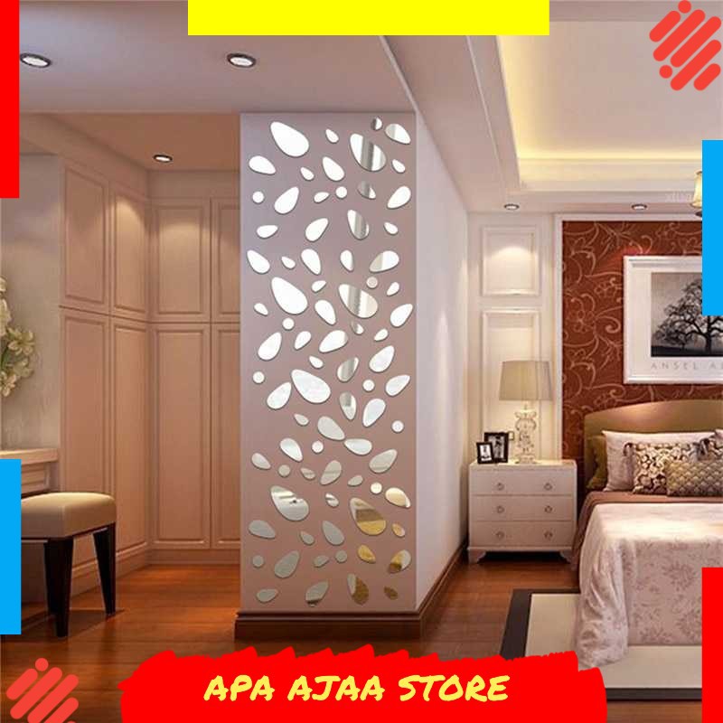 Termurah ! SOLEDI Sticker Dekorasi Dinding Mural Mirror Acrylic 12 PCS - SL09