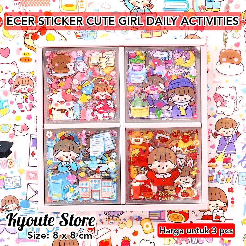 

Sticker Cute Waterproof Girl Daily Activities Dekorasi Scrapbook Journal Diary Planner