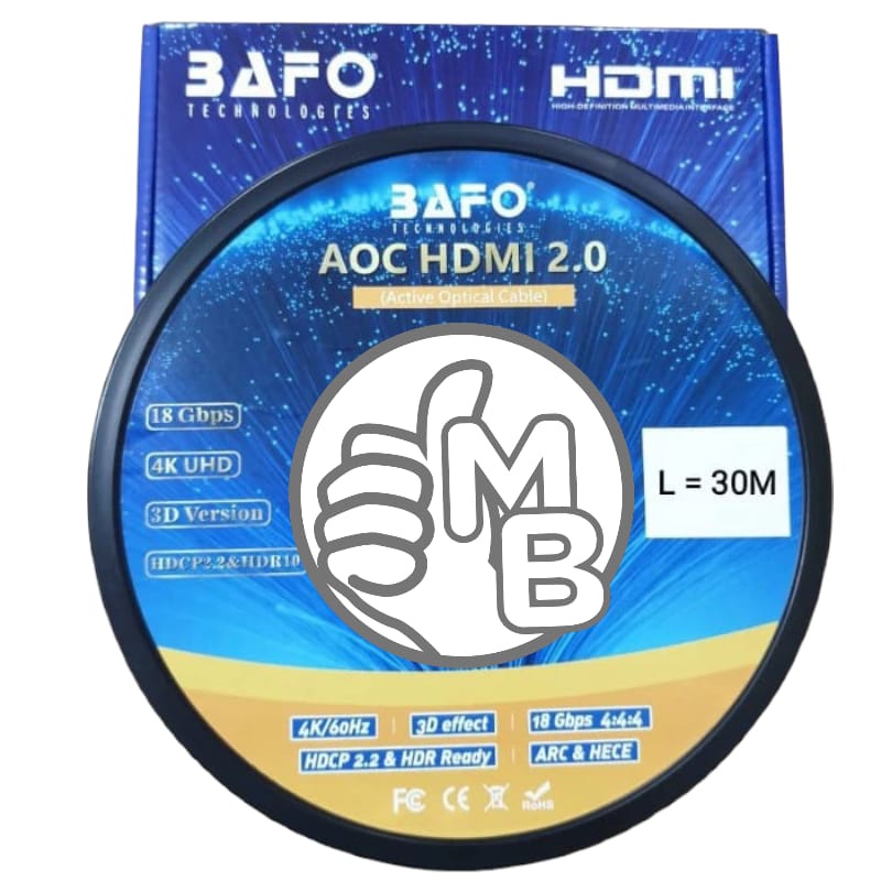 Bafo Kabel HDMI 30Meter V2.0 Fiber Optic 4K 3D ARC