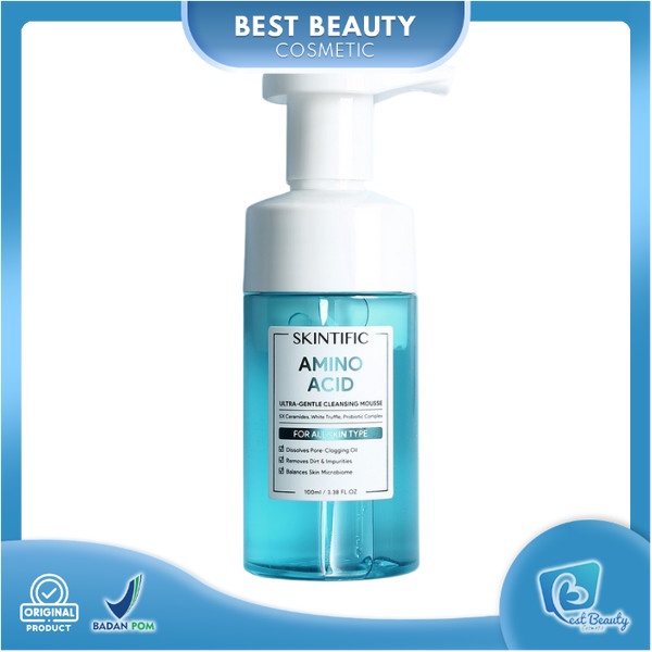 ★ BB ★  SKINTIFIC Amino Acid Ultra Gentle Cleansing Mousse 100ml | Pembersih Wajah【bpom】