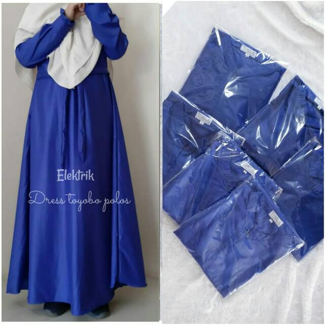 GAMIS Toyobo polos biru elektrik/Gamis dewasa