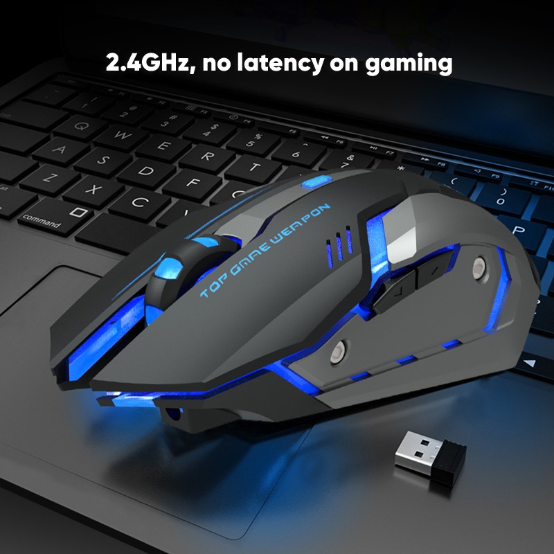 99K Mouse Gaming Wireless Rechargeable Baterai 2.4Ghz 1600 DPI LED Otomatis