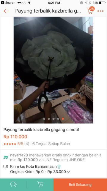 Payung Terbalik Kazbrella Gagang C Motif