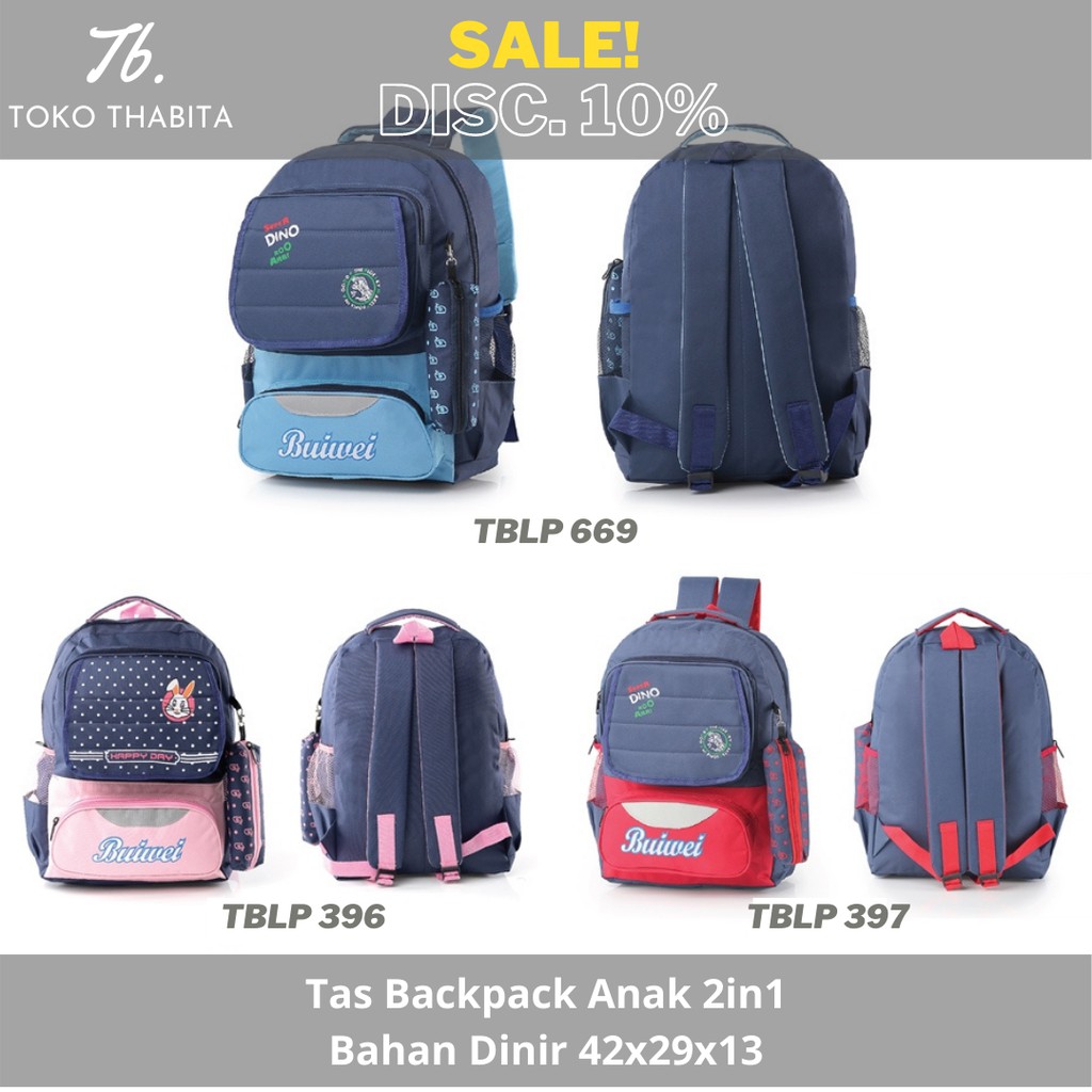 Tas Punggung Anak Laki Perempuan Backpack Cowok Cewek 2in1 Ransel Sekolah TK SD