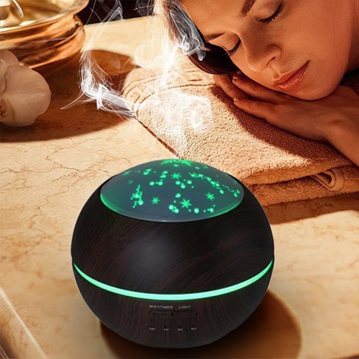 Wooden Romantic Projection Aroma Diffuser Humidifier - 150ml