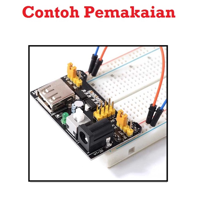 [HAEBOT] Breadboard Power Supply Daya 5V 3.3V USB Jack DC Board MB 102 MB102 Project Papan Roti Arduinoo