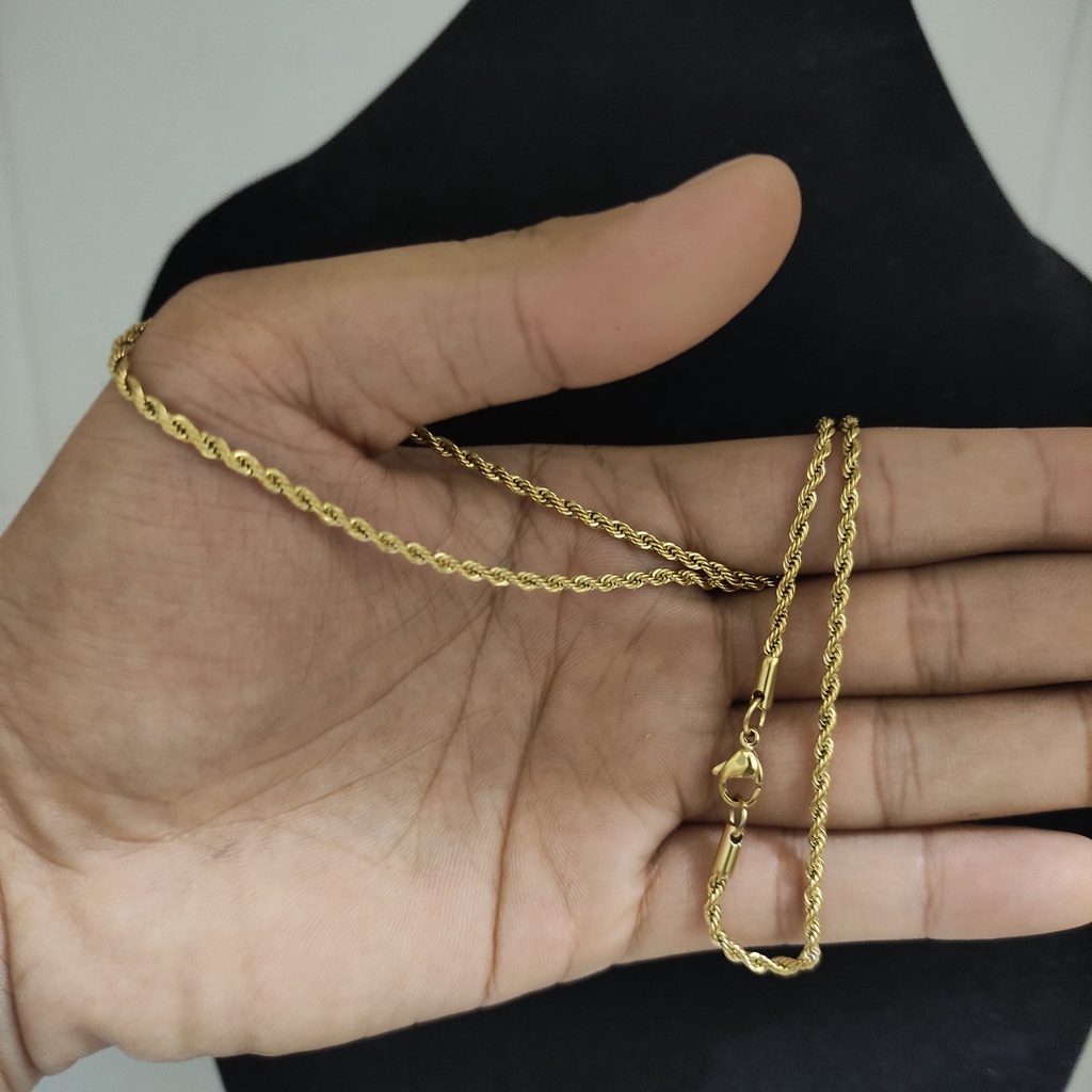 KALUNG TITANIUM GOLD POLOS , PIPIH , &amp; ULIR / KALUNG WANITA PRIA ANAK BERBAGAI MODEL TALI