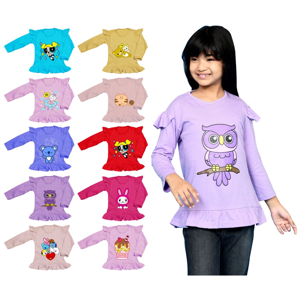  Kaos Anak Perempuan  Lengan Panjang Long Sleeve Terbaru 