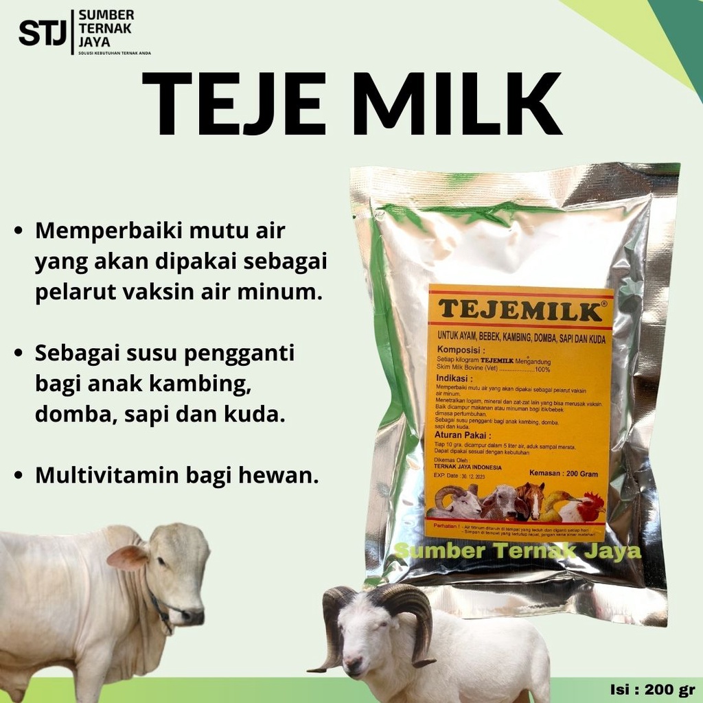 Susu Hewan Ternak TEJEMILK Susu Multivitamin Pertumbuhan Hewan Ternak kemasan 200 gram