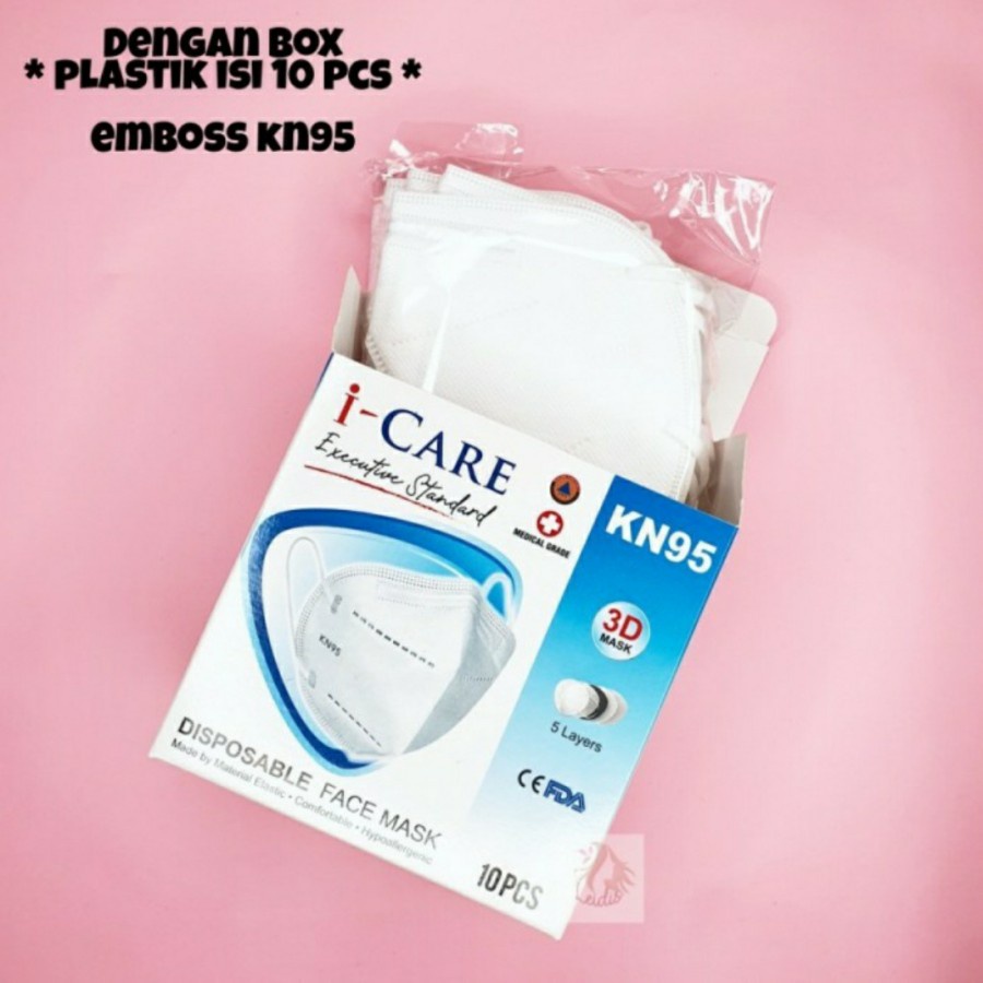 Masker 5ply KN95 Warna Earloop I-Care 3D Mask Isi 10 pc