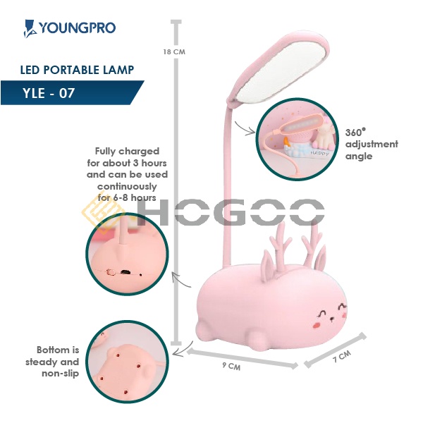 ( GIFT NATAL DAN TAHUN BARU ) LAMPU MEJA BELAJAR LAMPU BACA KARAKTER RUSA BERGARANSI 1 TAHUN - YOUNGPRO YLE-07