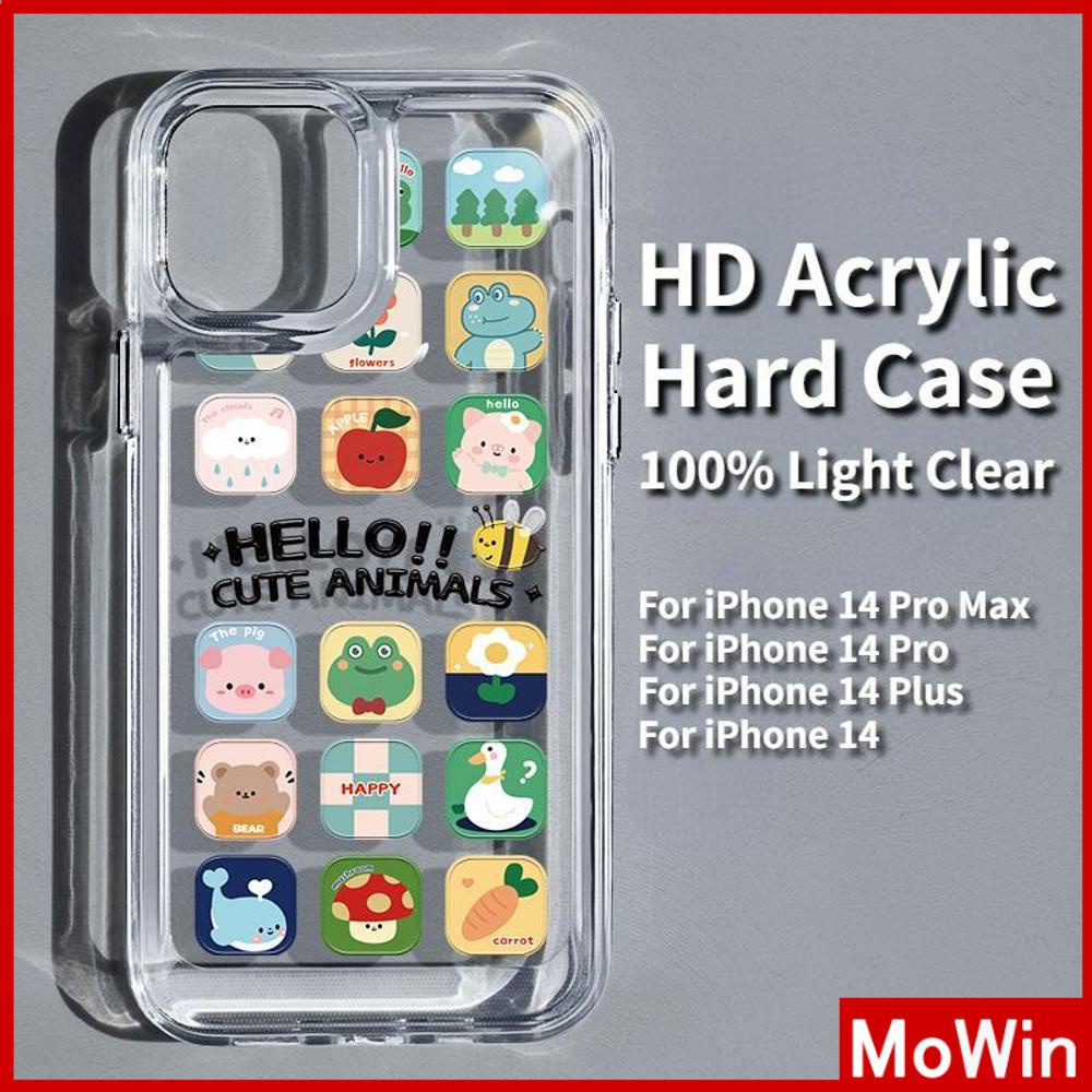 iPhone Case HD Acrylic Hard Case High Clear Metal Button Protection Camera Shockproof Cartoon Cute Compatible with iPhone 14 Pro Max 14 Plus 13 Pro Max 12 Pro Max 11 XR 7Plus