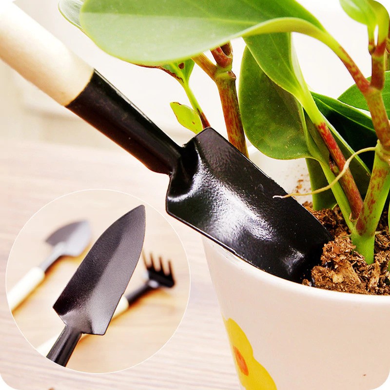 Set Sekop Mini Tanaman Hias Shovel Spade Gardening Tools 3 PCS - LXY549 - Black