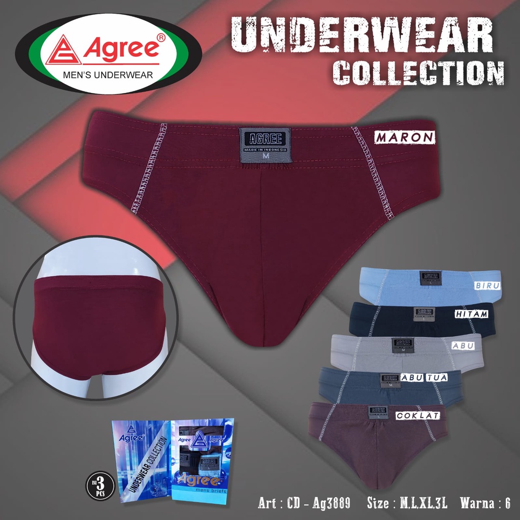 AGREE 3889 3 Pcs Celana Dalam Pria Agree Original | CD Pria | CD Cowok Dewasa