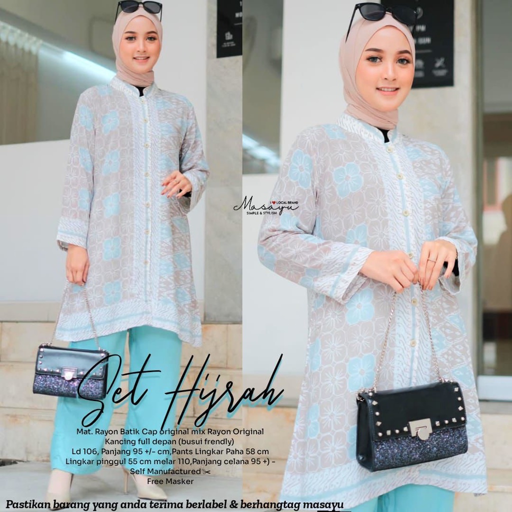 Set hijrah rayon cap stelan trendy