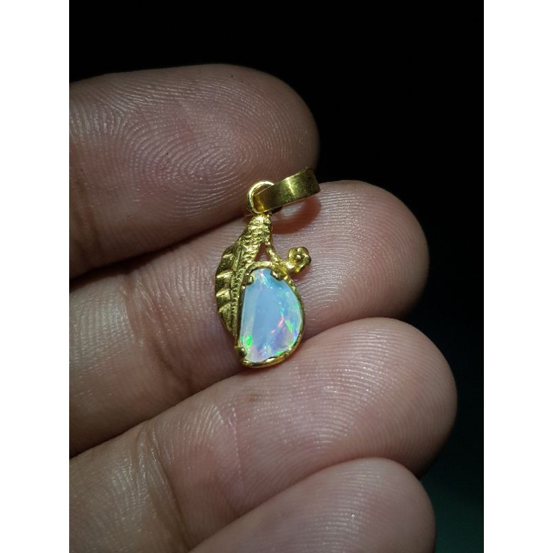 Liontin Batu Kalimaya Banten Susu Jarong Ikat Perak Handmade Motif Kujang Asli Maja