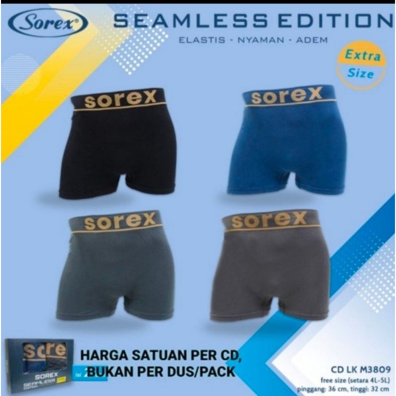 Celana dalam Boxer pria seamless Sorex M 3809 Extra size (1pcs)