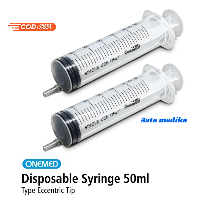 Spuit 20cc Lubang Samping Onemed  Syringe One Med 20ml Eccentric Tip  - Disposable Syringe 20cc Without Needle