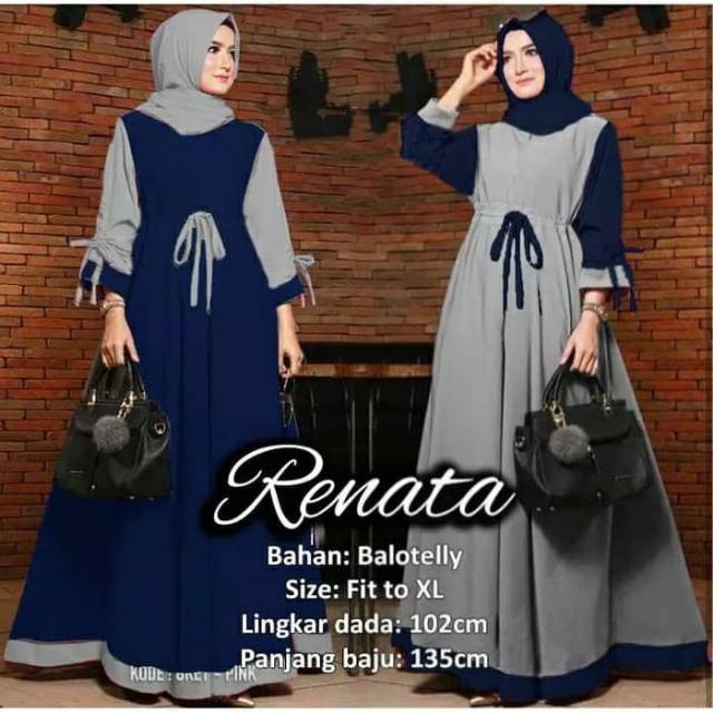 Baju Gamis Remaja Model Terbaru Renata Dress Syari Kombinasi Modern Shopee Indonesia