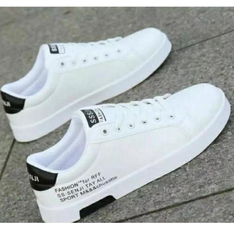 [Xhe] {Cod} SEPATU Sneakers White & Black Pria terbaru fashion terkini terlaris Tidak mahal
