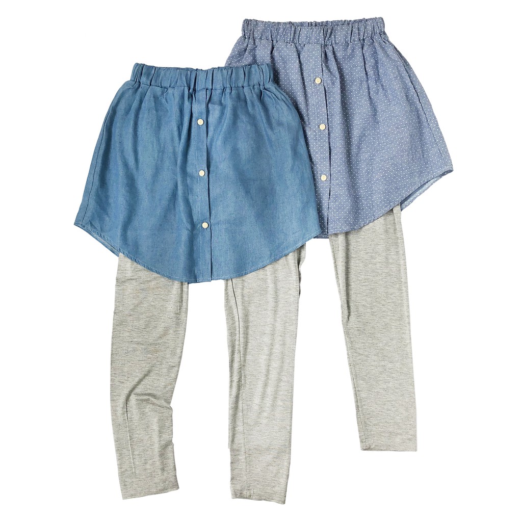 Rok Mini Jeans Polos Polka Dot Legging Abu Anak Remaja Korea Import