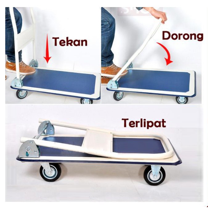 Troli Lipat 150kg Trolli Besi Trolley Serbaguna Troly Barang SUNC TOOLS 20EN02 Biru Putih