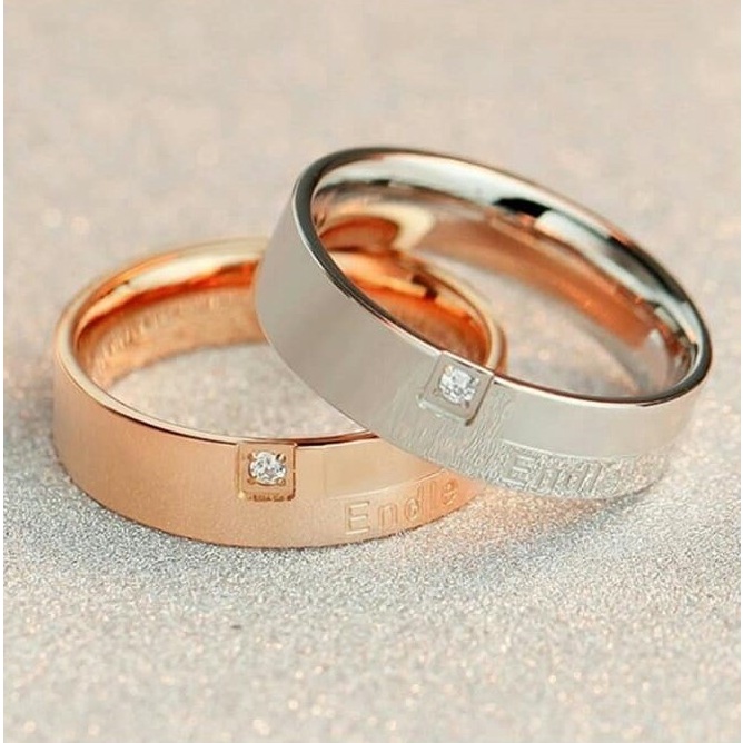 Cincin Tunangan Tunangan Wedding Ring Perak Cincin Hitam Kawin Couple Ring Sepasang Emas Lamaran Pas