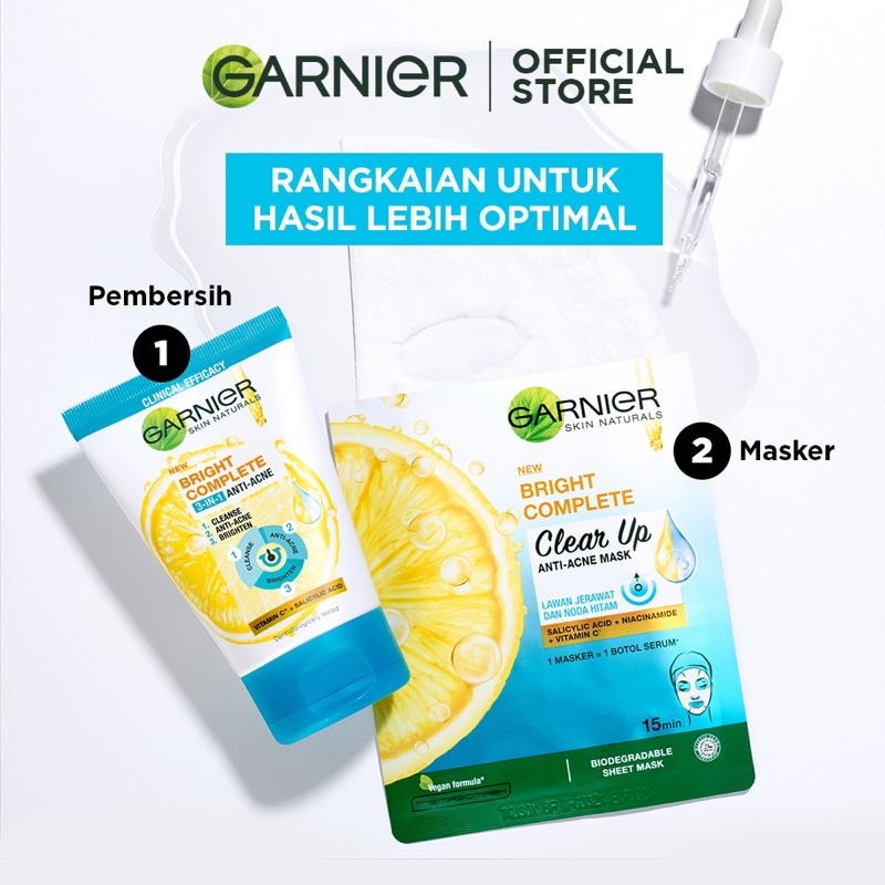 GARNIER BRIGHT COMPLETE 3IN1 ANTI ACNE - SABUN WAJAH