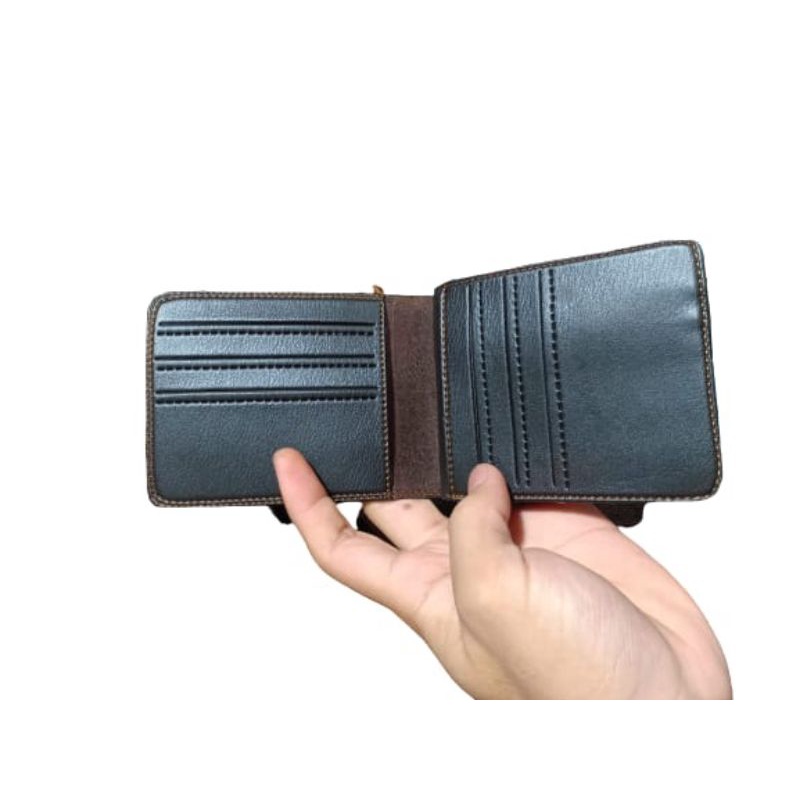 DOMPET HITAM PRIA MODEL KULIT SINTETIS LENTUR / DOMPET LIPAT PRIA