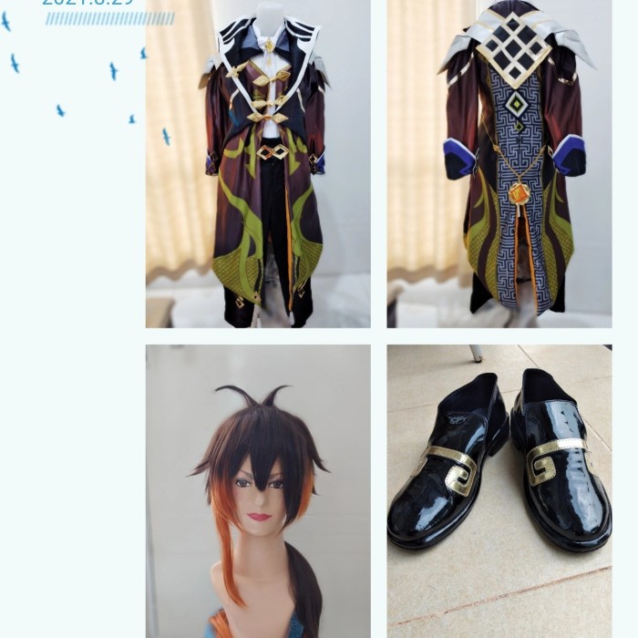 Zhongli wig shoes costume cosplay genshin impact - Fullset