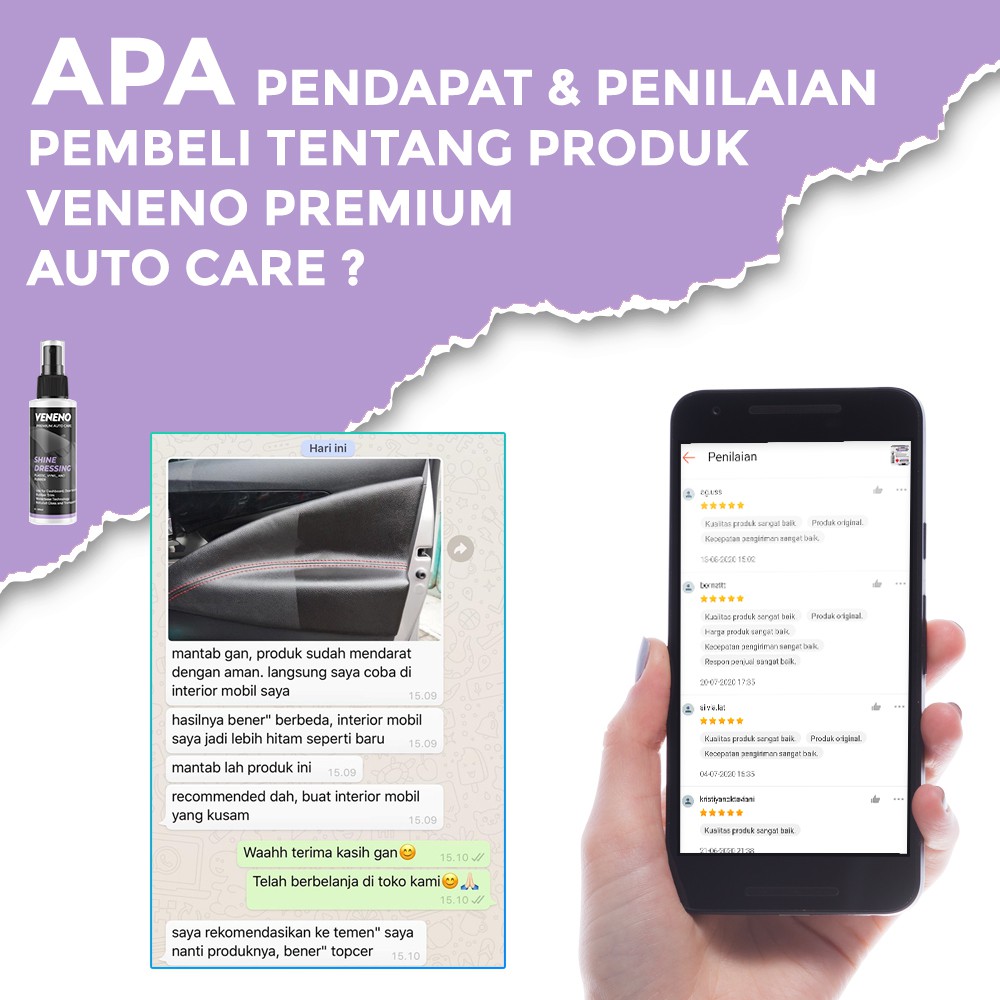 Veneno Shine Dressing -  Pengkilap Interior Mobil Untuk Dashboard, Doortrim  Berbahan Plastik atau Karet