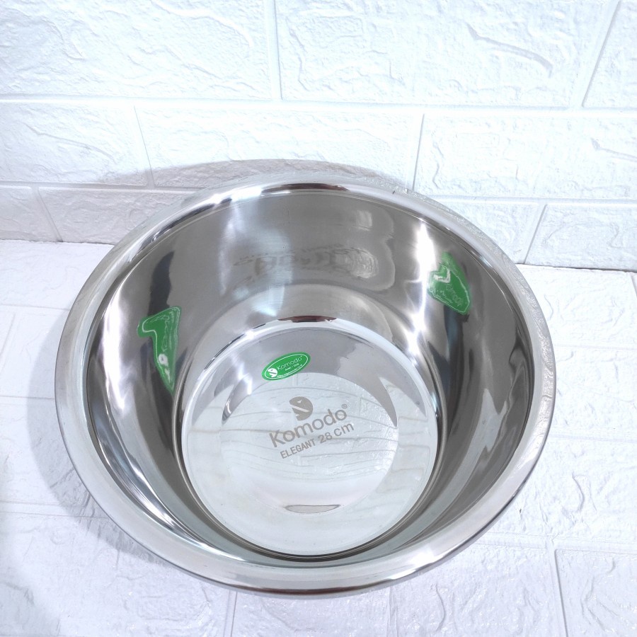 Baskom Elegant Komodo 28 cm stainless TEBAL Sop Kuah Panci Mixing Bowl
