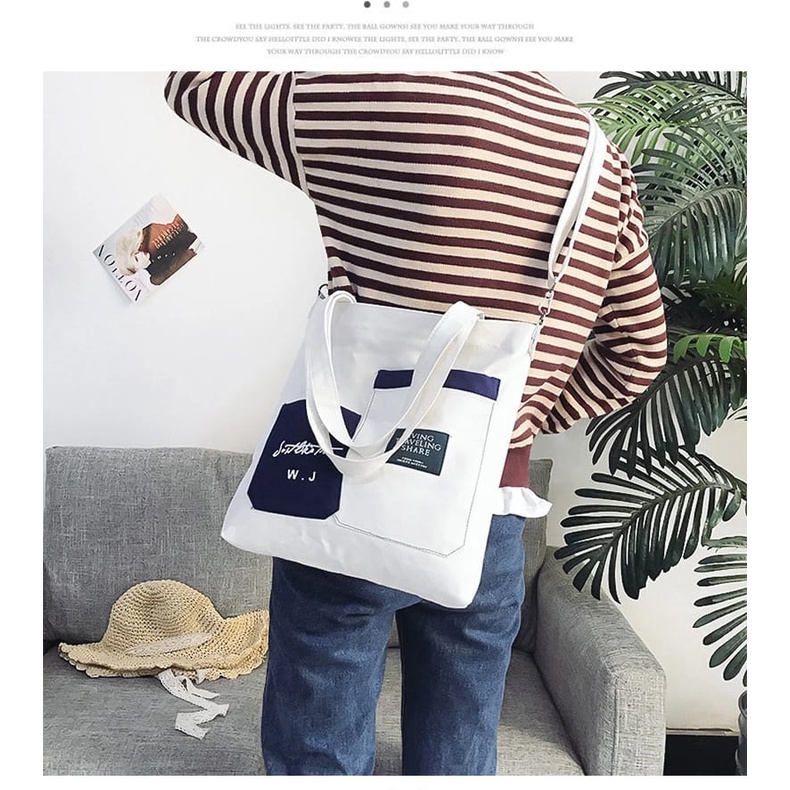 Twenty Bag - Tas Tote Bag Wanita Resleting Terbaru 2022 Aesthetic Kekinian Motif Carakter LIVING POP Korea Style Multifungsi