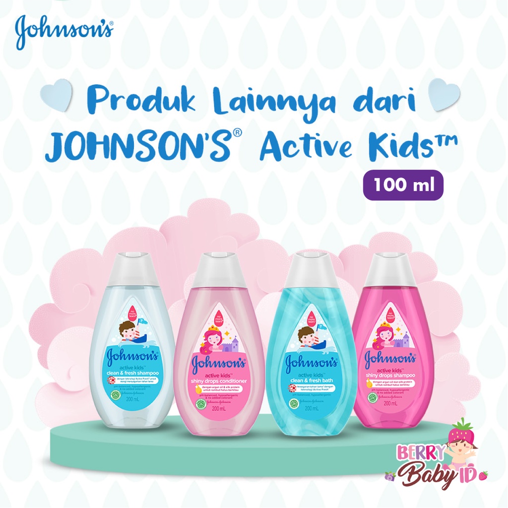 Johnson's Kids Active Shampoo Shampo Anak Johnsons 100ml 100 ml Berry Mart