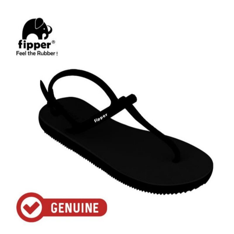 Fipper Strappy Black Hitam Sandal Fipper Selop Wanita Perempuan