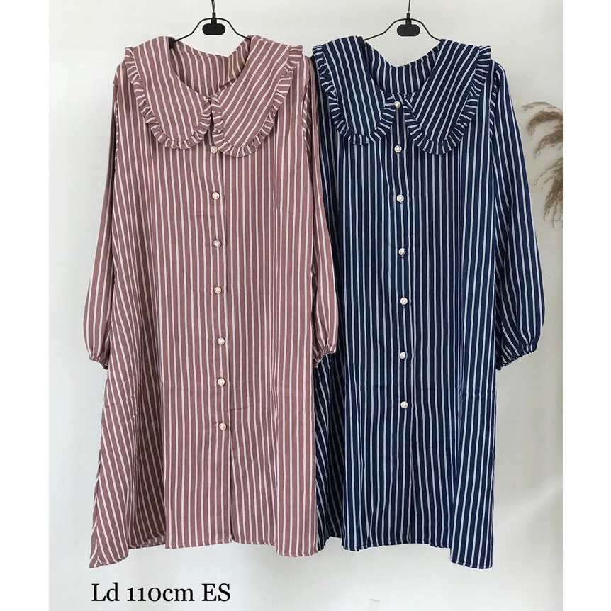LONG TUNIK MOTIF GARIS IMPORT ES