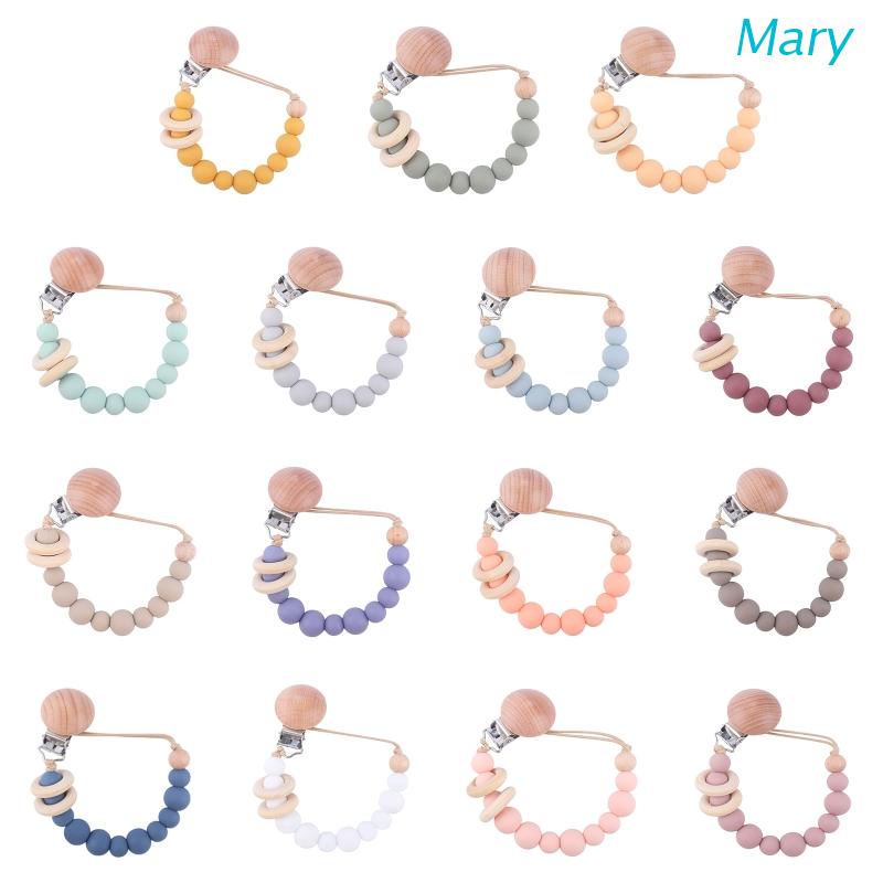 Mary Klip Rantai Manik Kayu Holder Dot Empeng / Teether Bayi DIY