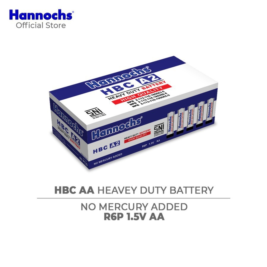 Hannochs R6P Battery Baterai AA / A2 Extra Heavy Duty 60 Pcs