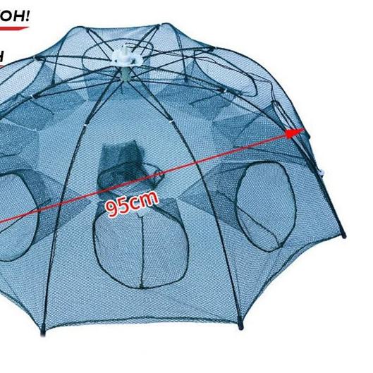 ♗ Perangkap Bubu Payung Alat Jaring Pancing Jala Ikan Udang Kepiting Fish Trap Net ( 8 Lubang ) ✩