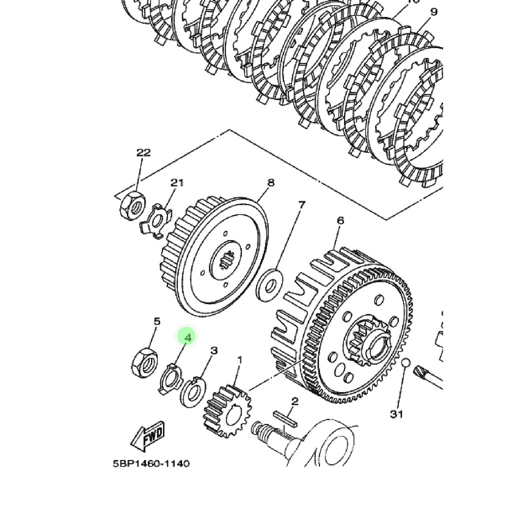 WASHER LOCK KLEM KLEMAN MUR KRUK KREK AS KANAN KOPLING SCORPIO ORIGINAL YGP 90215-16293