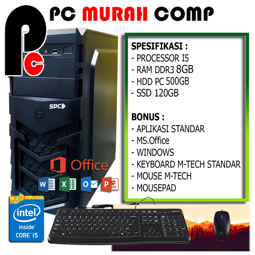 PC KOMPUTER RAKITAN OFFICE / DESIGN CORE I5 IVY plus MONITOR LG 19INCH