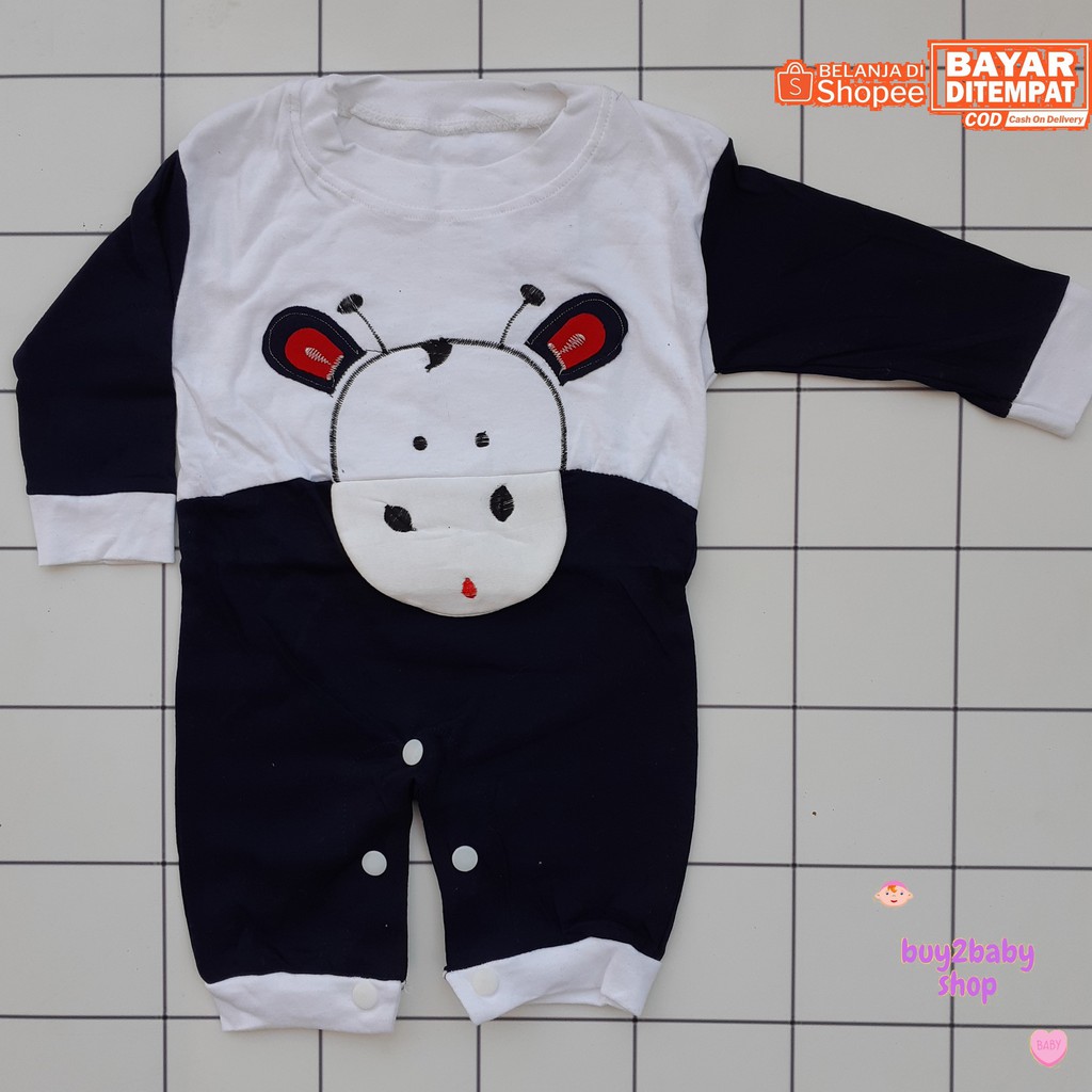 Jumper Panjang Bayi HAYAMI Karakter Helly Bear &amp; Cow 0-3 Bulan 1 PCS