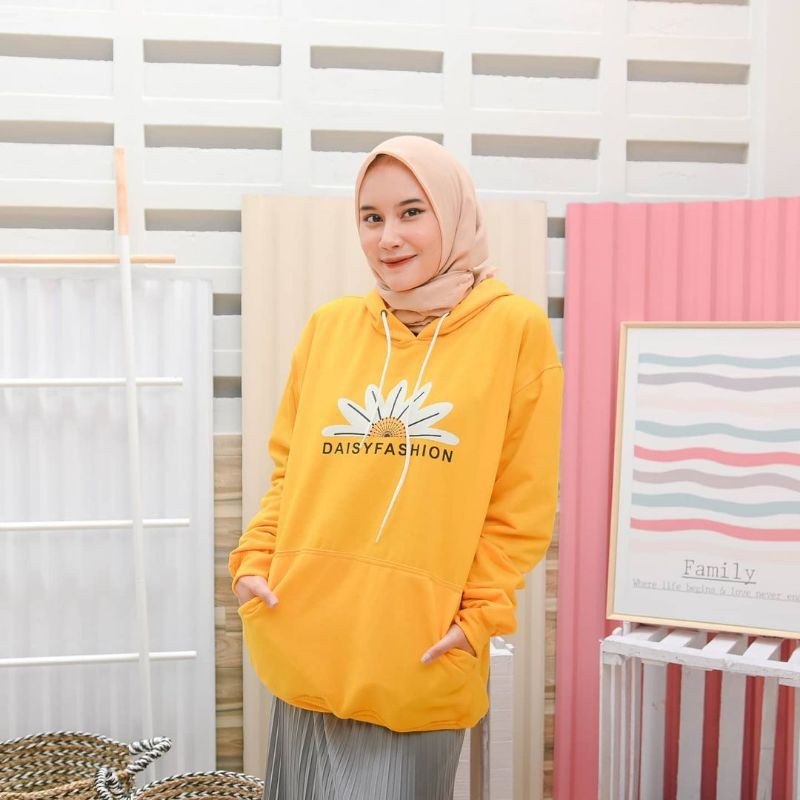 DAISY FASHION Sweater Hoodie Wanita Bahan Fleece-4