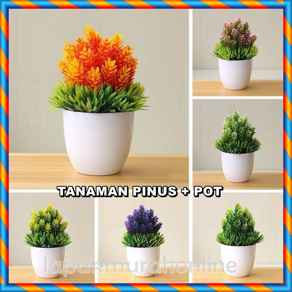 Ornamen Tanaman Pohon Pinus Artificial Flower Decoration Pot Bunga Hias Dekorasi Meja