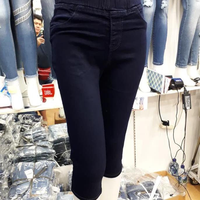 CELANA JEANS WANITA 7/8 PINGGANG KARET