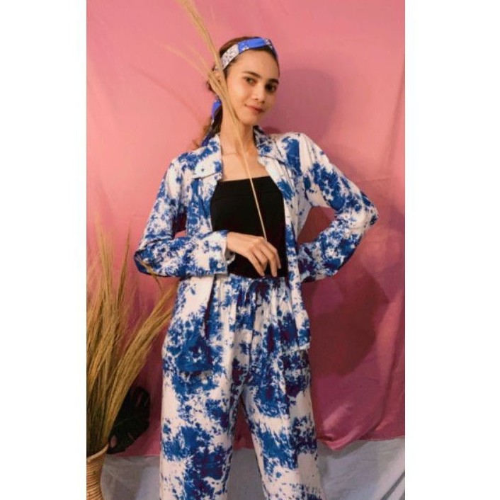 one set tie dye lengan panjang