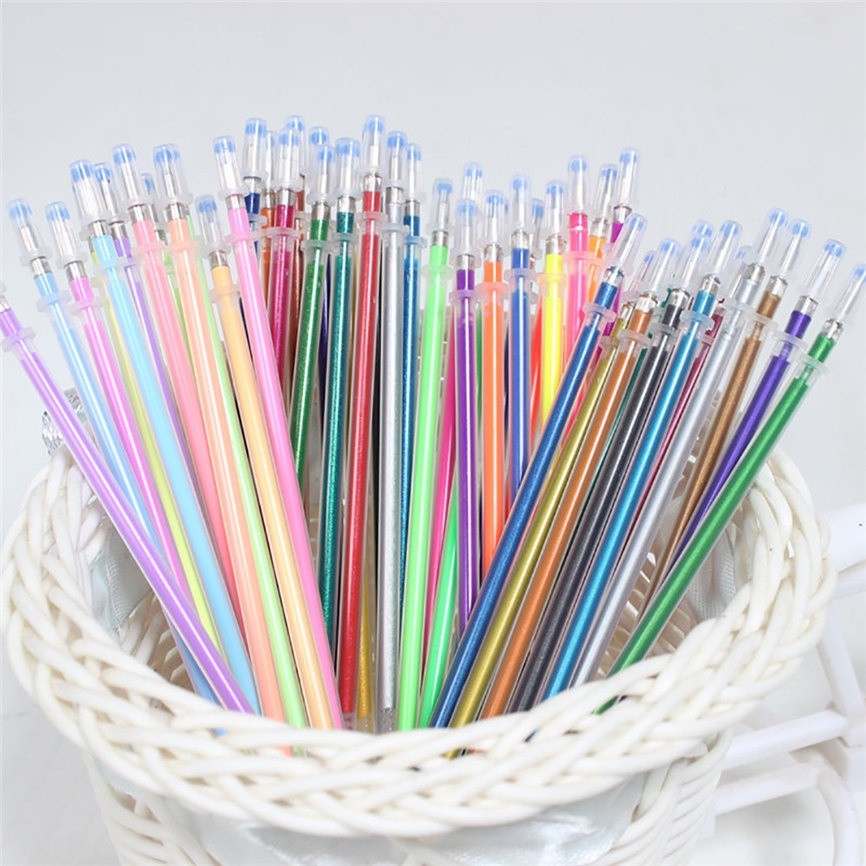 【COD Tangding】48 Colors Gel Pens Refill Glitter Coloring Drawing Painting Craft Markers Stationery Tool Hot Sale